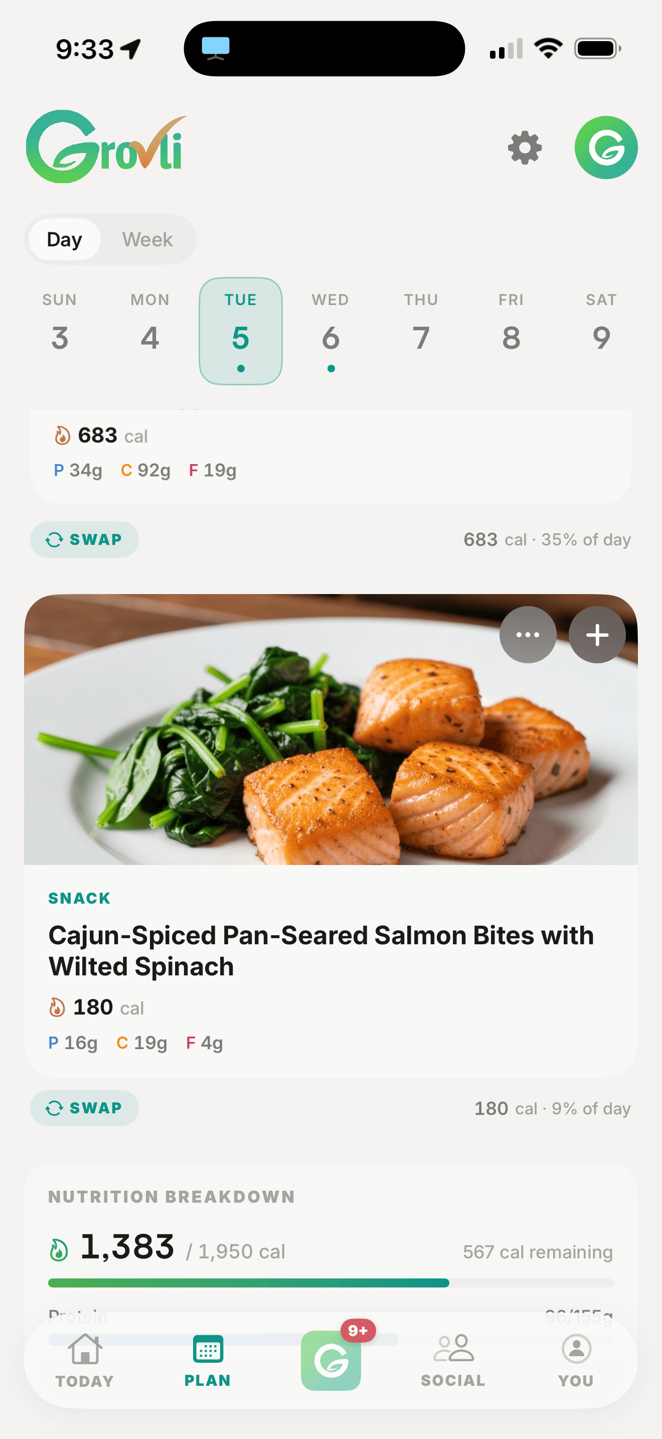 The Grovli weekly plan