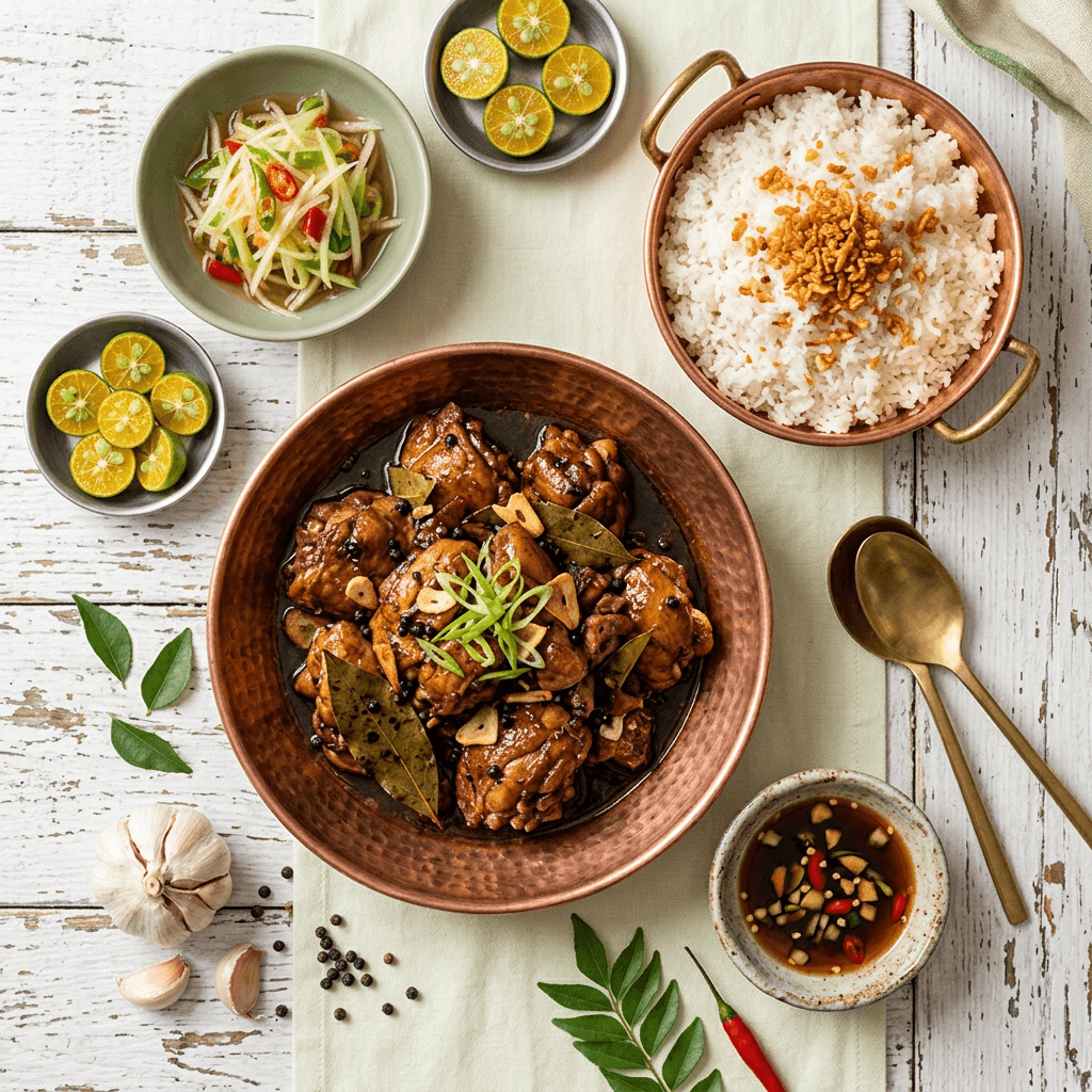 Adobong Manok with Garlic-Scented Jasmine Rice