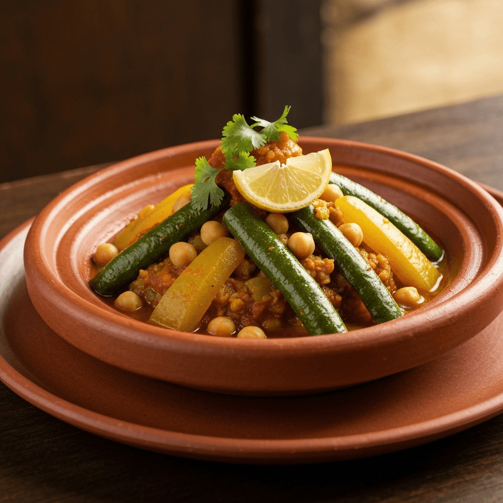 Moroccan Spiced Chickpea and Vegetable Tagine with Preserved Lemon