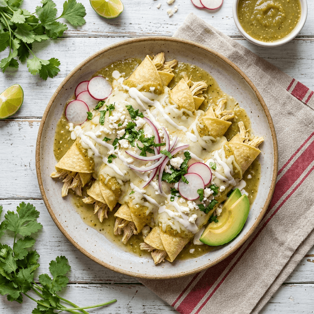 Enchiladas Suizas de Pollo con Salsa Verde