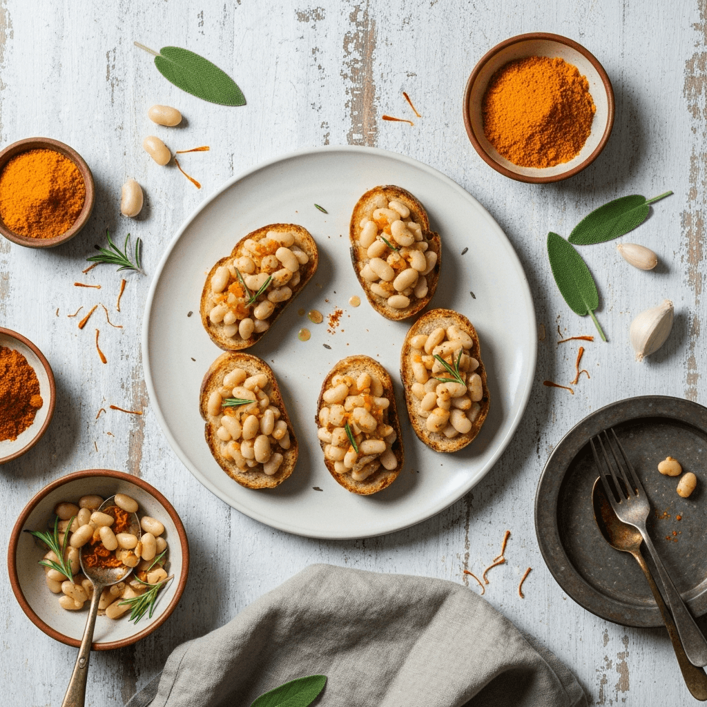 Crostini di Fagioli Bianchi al Rosmarino (White Bean and Rosemary Bruschetta)