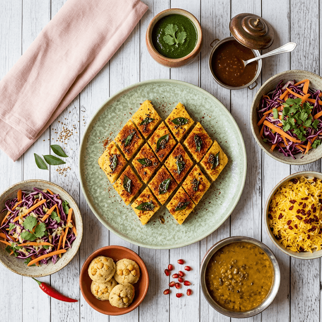 Masala-Spiced Steamed Chickpea Dhokla