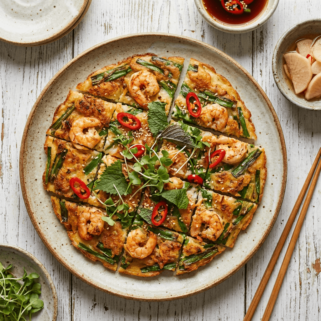 Shrimp and Scallion Chijimi (Korean Savory Pancake)