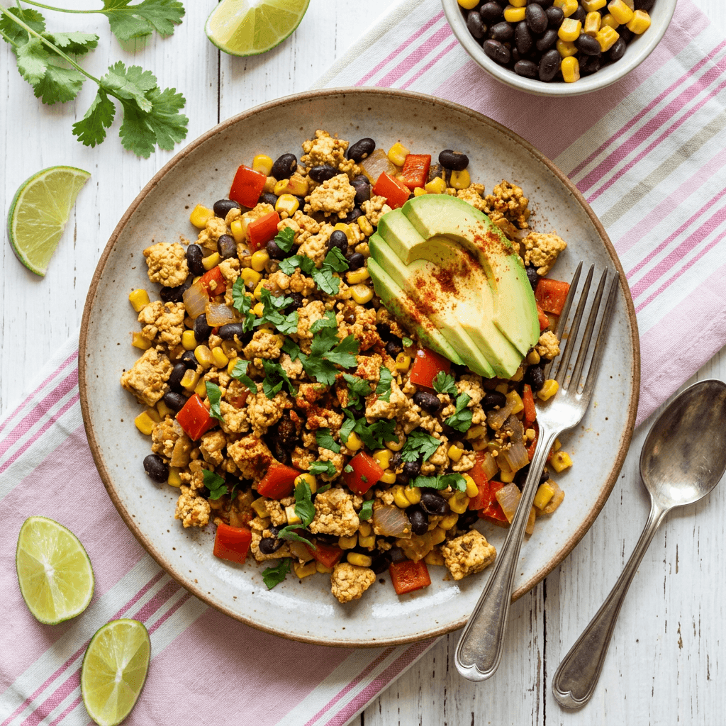 Tofu Scramble with Black Beans and Corn