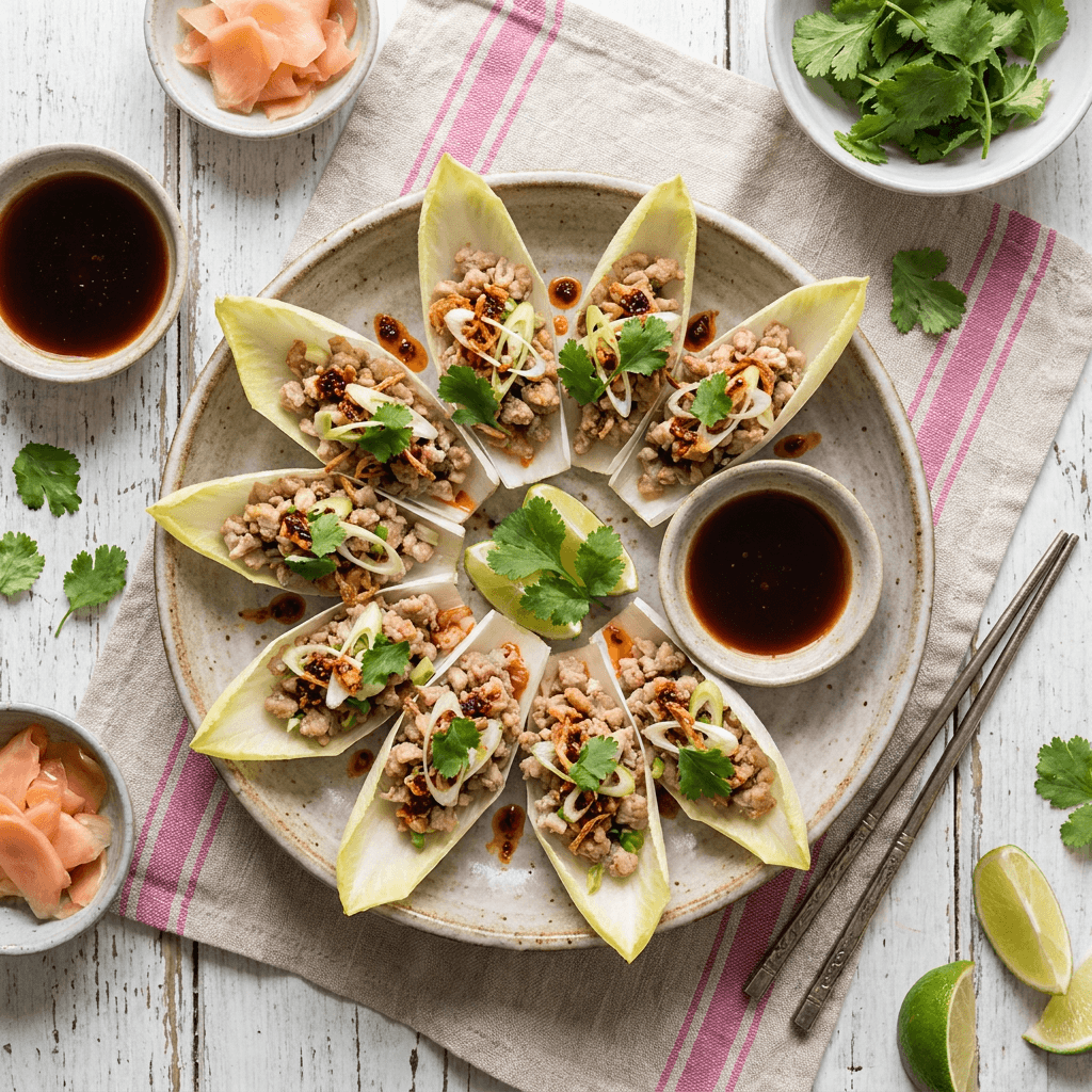 Steamed Pork and Ginger-Scented Endive Cups