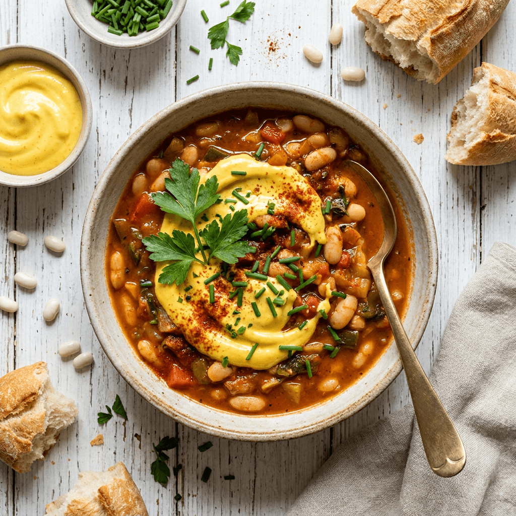 Smoky Paprika & White Bean Stew with Saffron Aioli