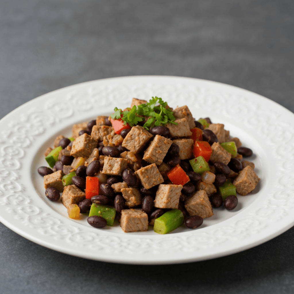 Caribbean Goat and Black Bean Hash with Scotch Bonnet Infusion