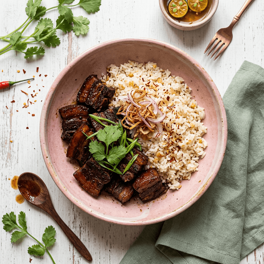 Filipino Adobo Pork Belly with Garlic Fried Rice