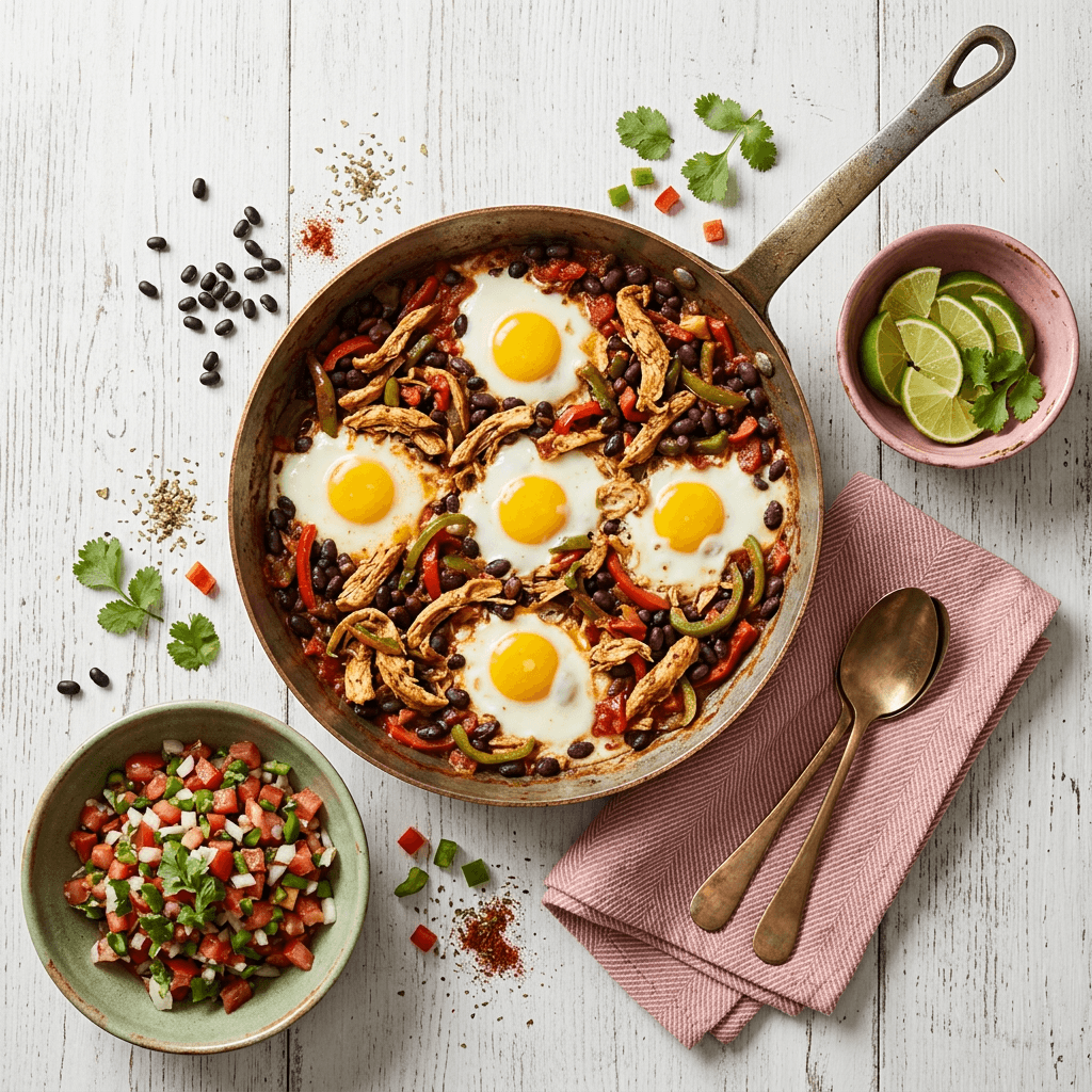 Spanish-Style Chicken and Black Bean Breakfast Skillet