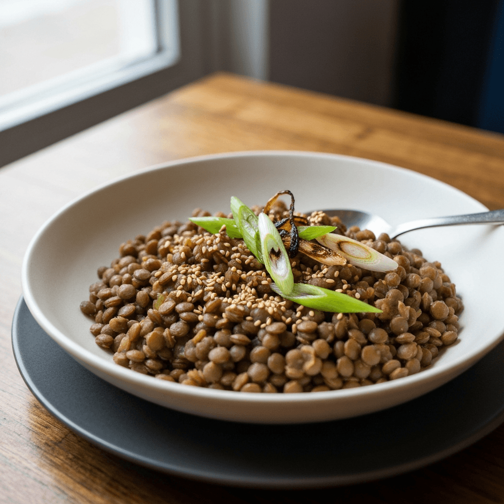 Mujaddara with Caramelized Scallions and Toasted Sesame