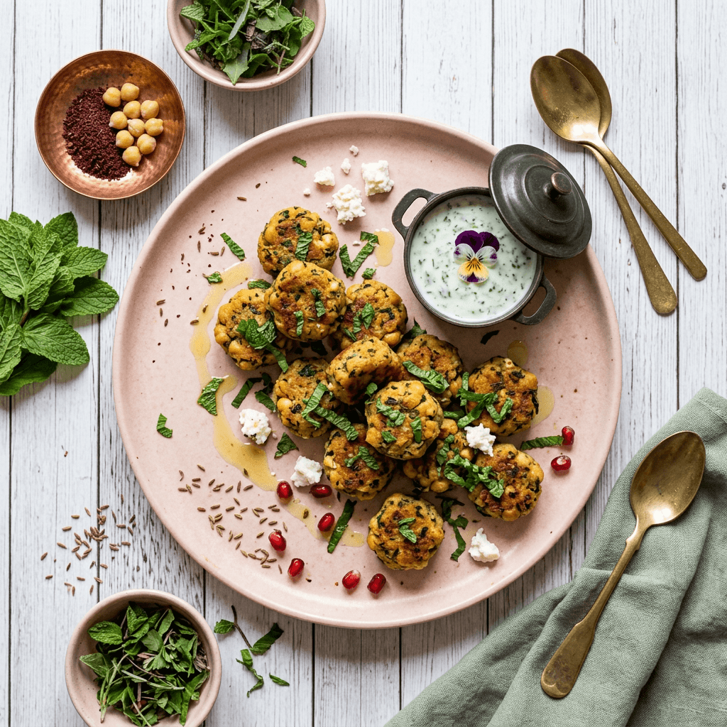 Spiced Chickpea and Feta Bites with Mint