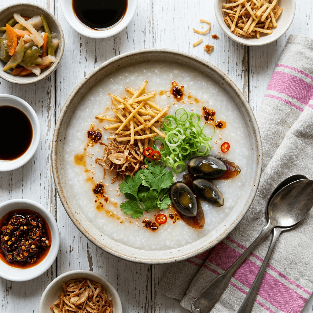 Congee with Crispy Ginger and Scallions
