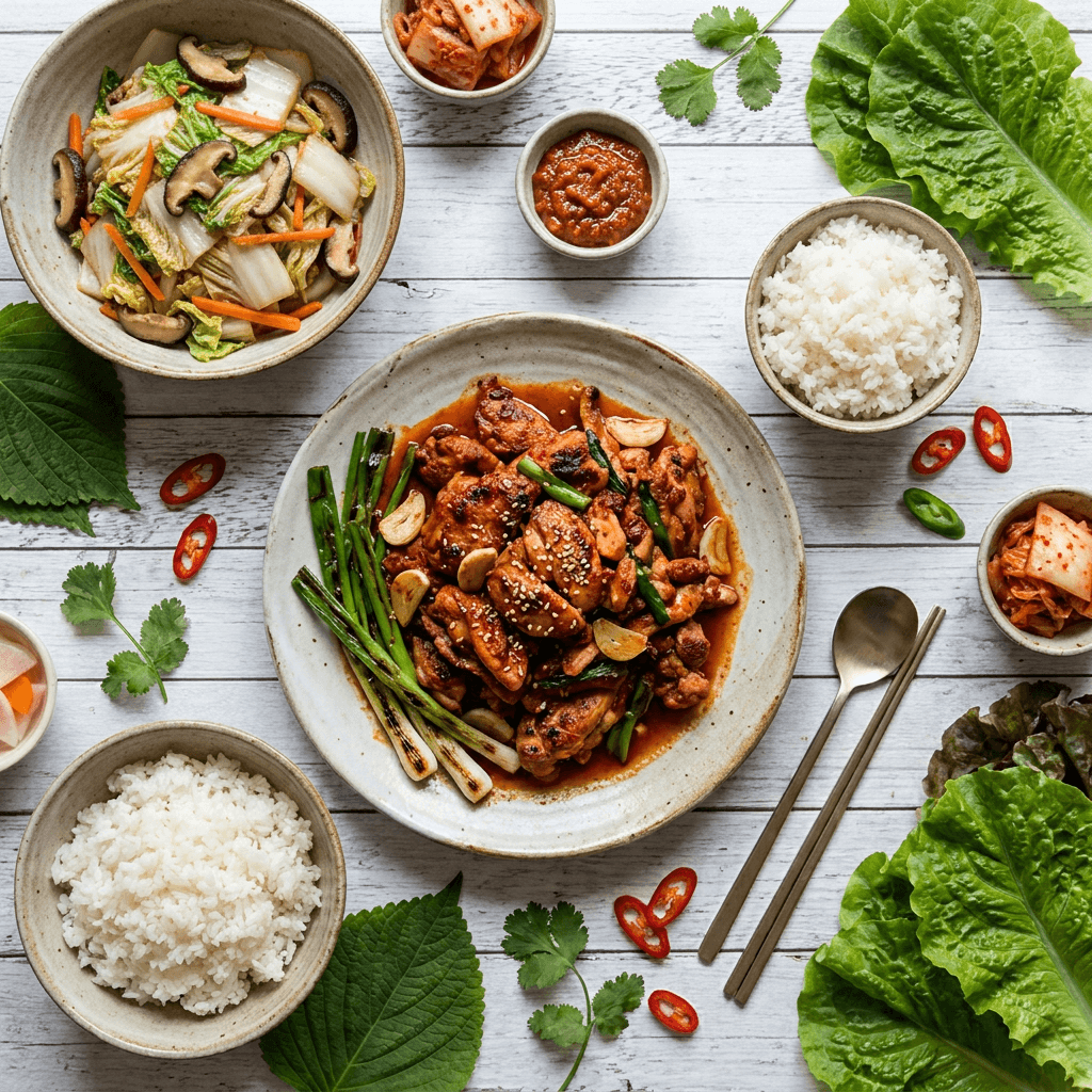 Dak-Bulgogi with Stir-Fried Napa Cabbage and Steamed Short-Grain Rice