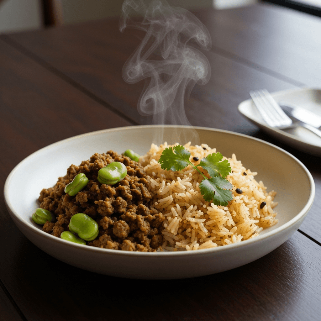 Bison and Fava Bean Keema with Spiced Basmati Rice