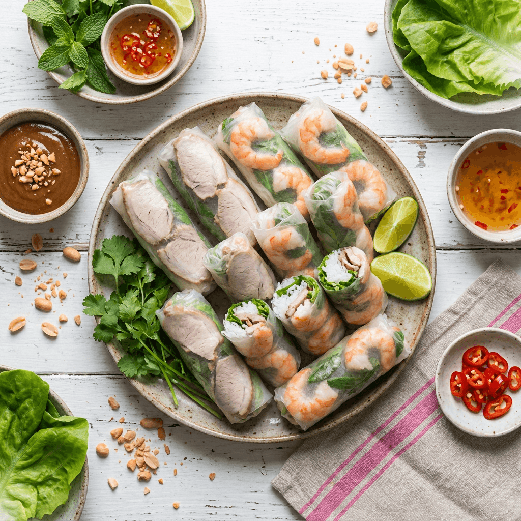 Goi Cuon Tom Thit (Fresh Vietnamese Spring Rolls with Pork and Shrimp)