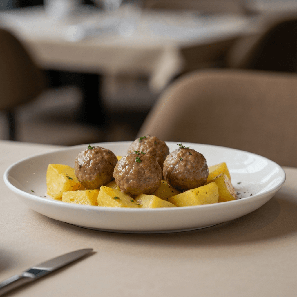 Soutzoukakia Smyrnika Me Patates (Smyrna Meatballs with Potatoes)