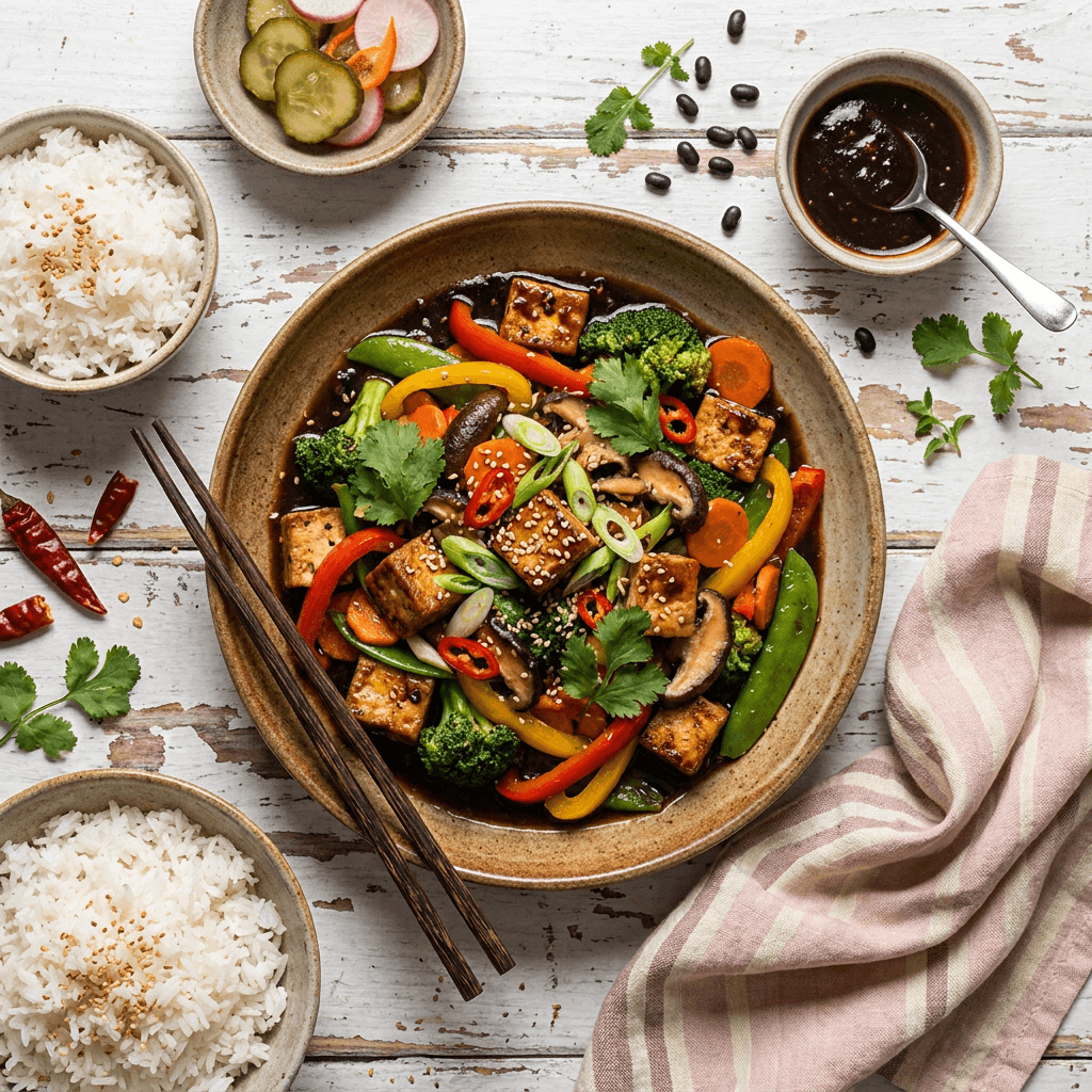 Tofu and Vegetable Stir-Fry with Black Bean Sauce