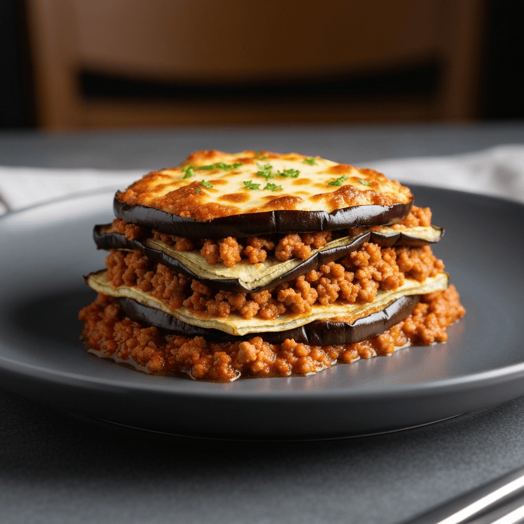 Moussaka-Style Spiced Ground Turkey and Eggplant Bake