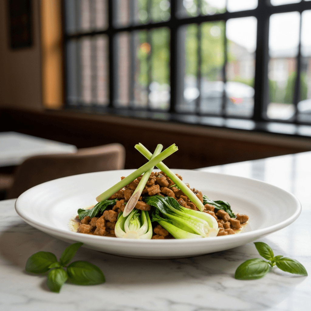 Thai-Style Seitan and Bok Choy Braise with Fragrant Lemongrass and Galangal