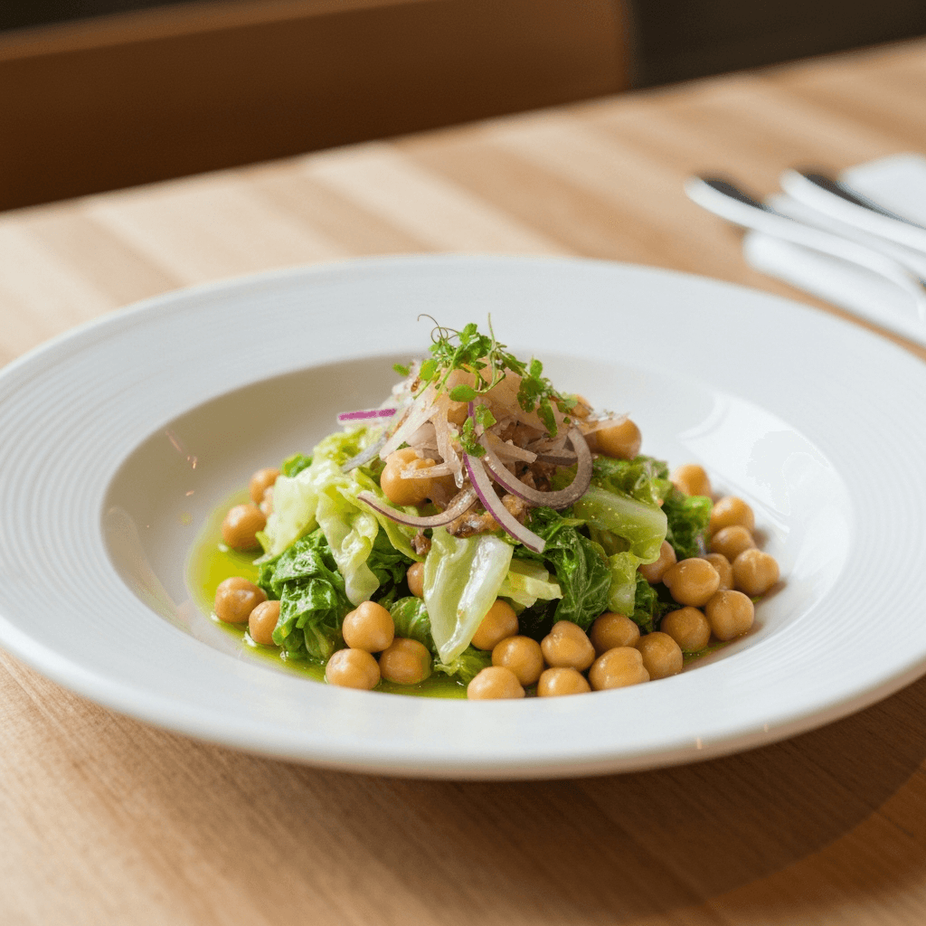 Tabbouleh-Style Braised Cabbage and Chickpea Salad with Galangal-Champagne Vinaigrette