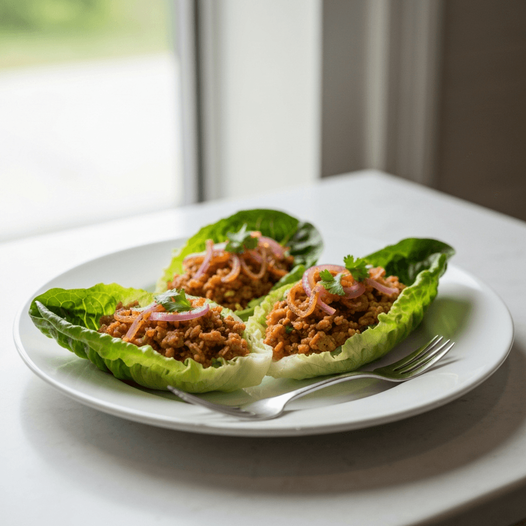 Turkey and Sweet Onion 'Picadillo-Style' Lettuce Wraps with Chili-Lime Zest
