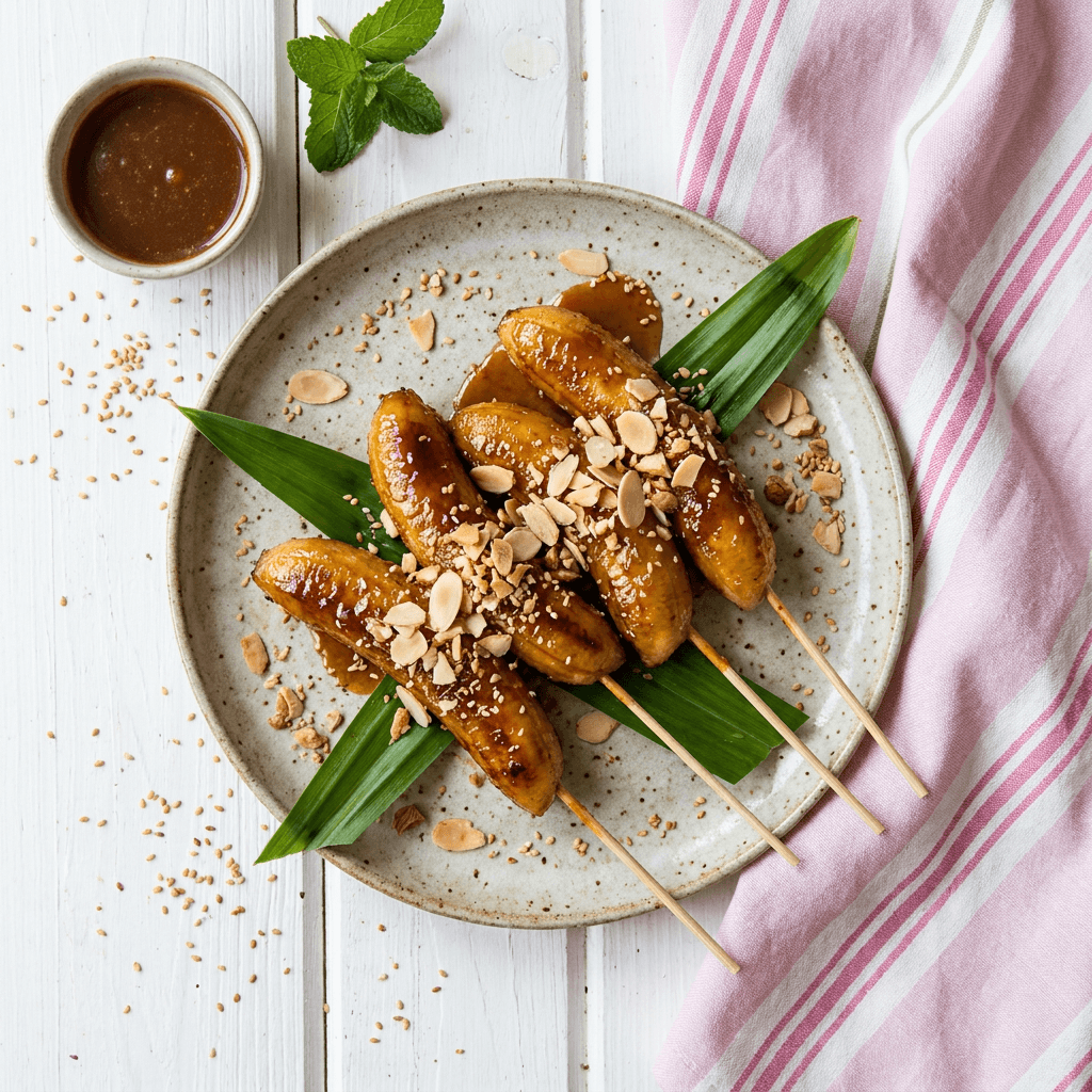 Saba Banana Cue with Toasted Almond Crunch