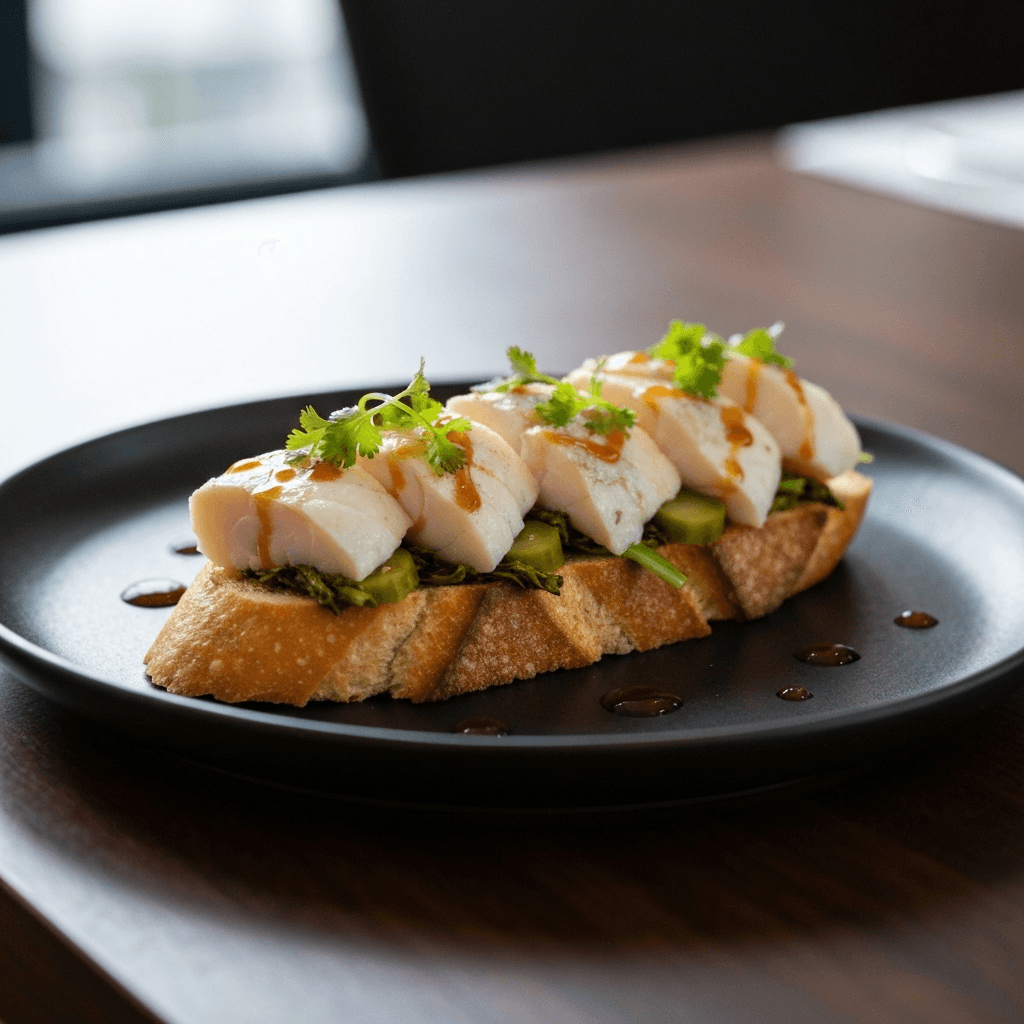 Banh Mi-Style Poached Cod and Pickled Mustard Green Tartine