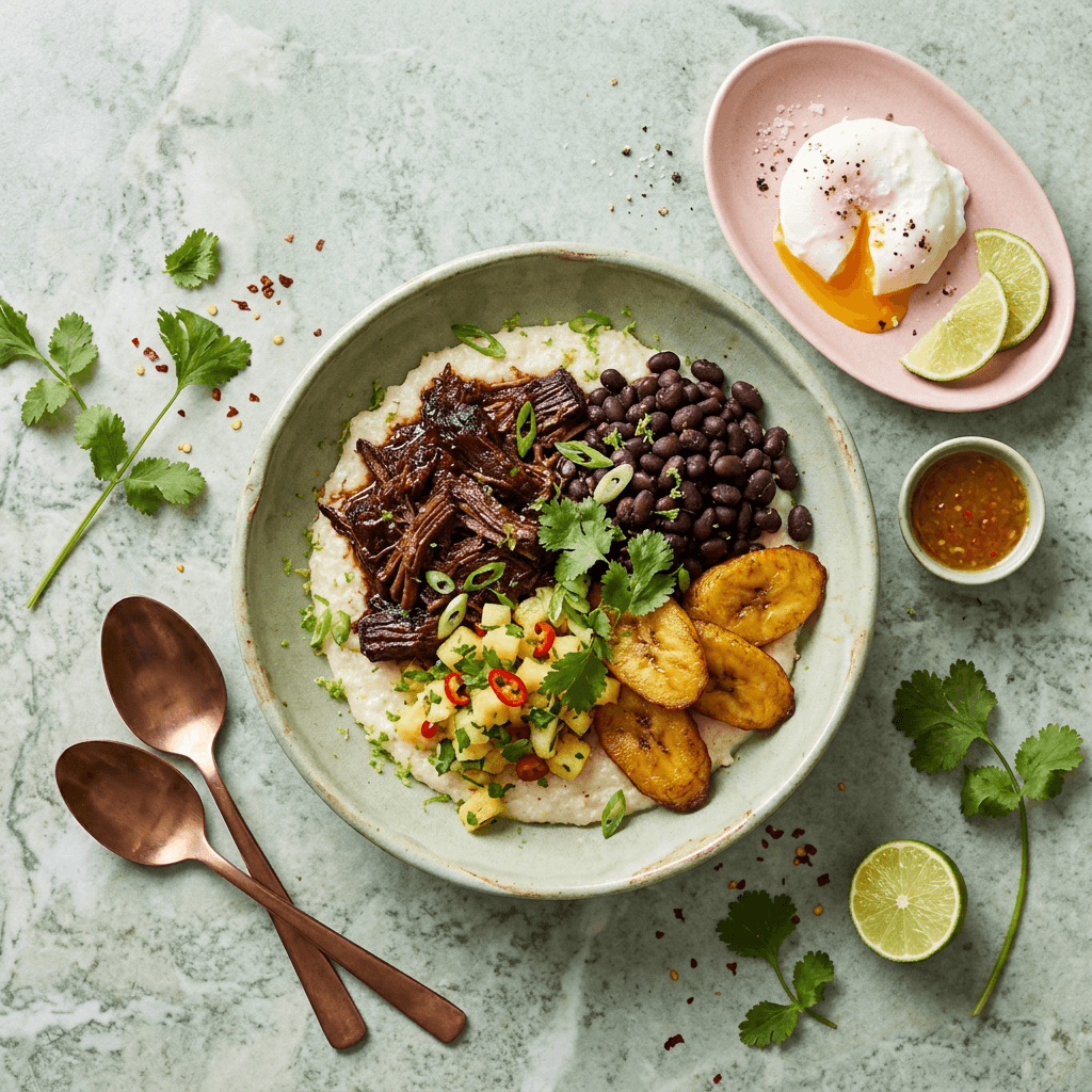 Caribbean-Style Braised Brisket and Black Bean Breakfast Bowl