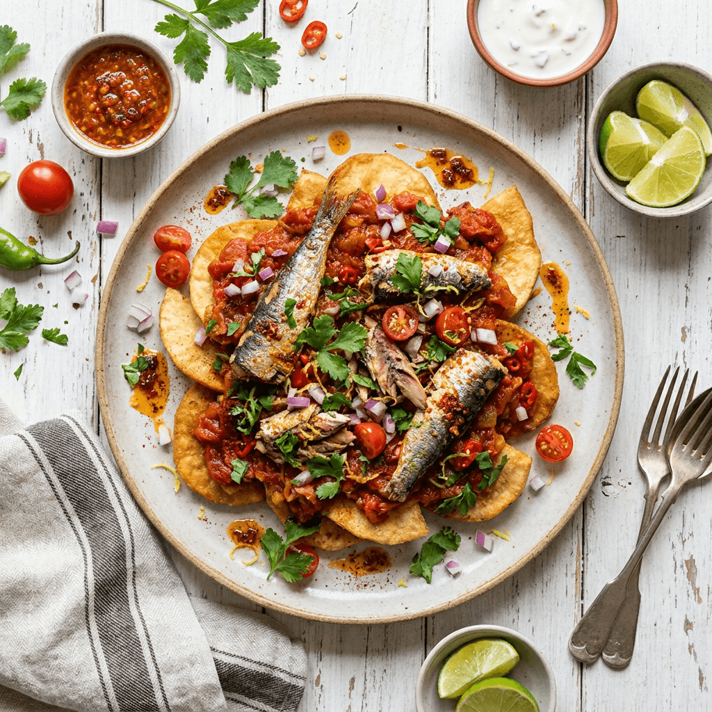 West African Spiced Sardine and Tomato-Onion Crisps