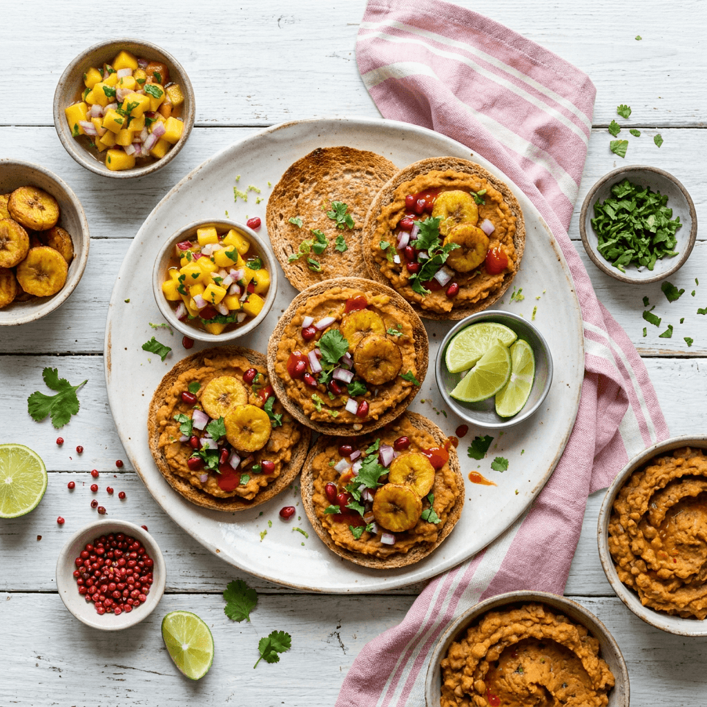 Caribbean-Inspired Spiced Fava Bean Smash on Toasted Whole-Wheat Rounds