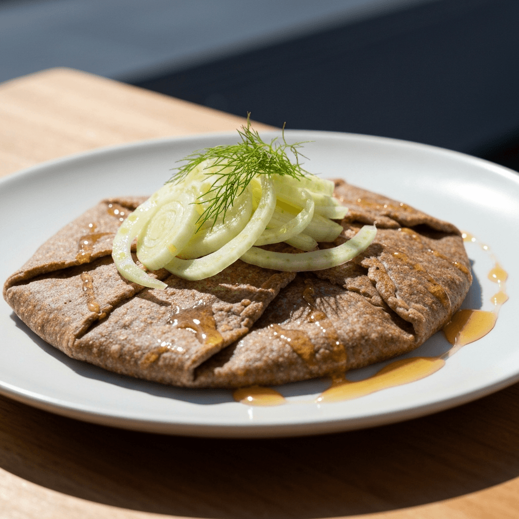 Breton-Style Buckwheat Galette with Shaved Fennel and Honey