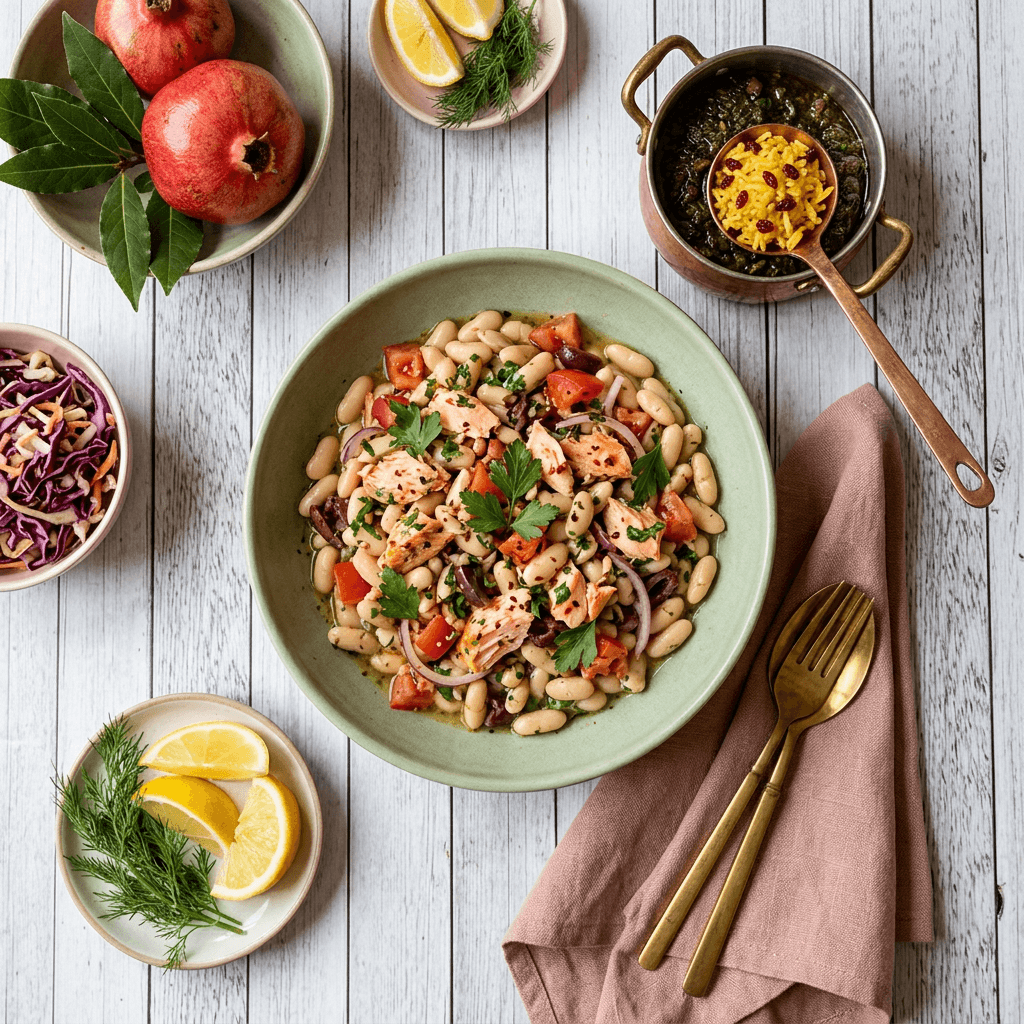 Tuscan White Bean & Salmon Salad with Lemon-Herb Vinaigrette