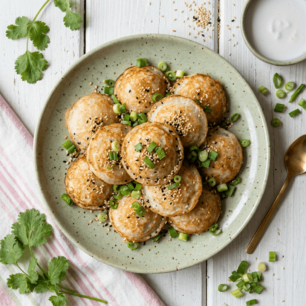 Khanom Krok with Scallion and Toasted Sesame