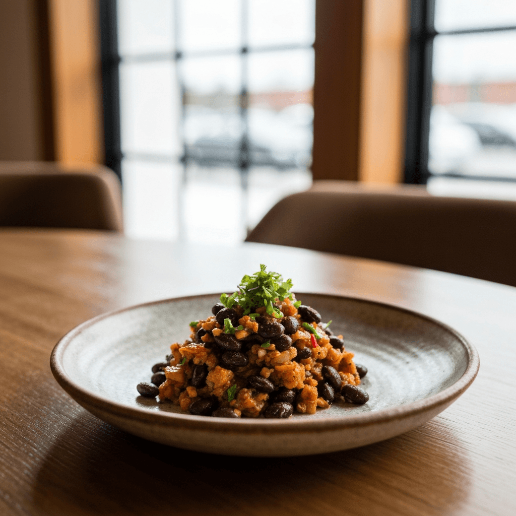 Moroccan-Spiced Roasted Black Bean and Onion 'Salata'
