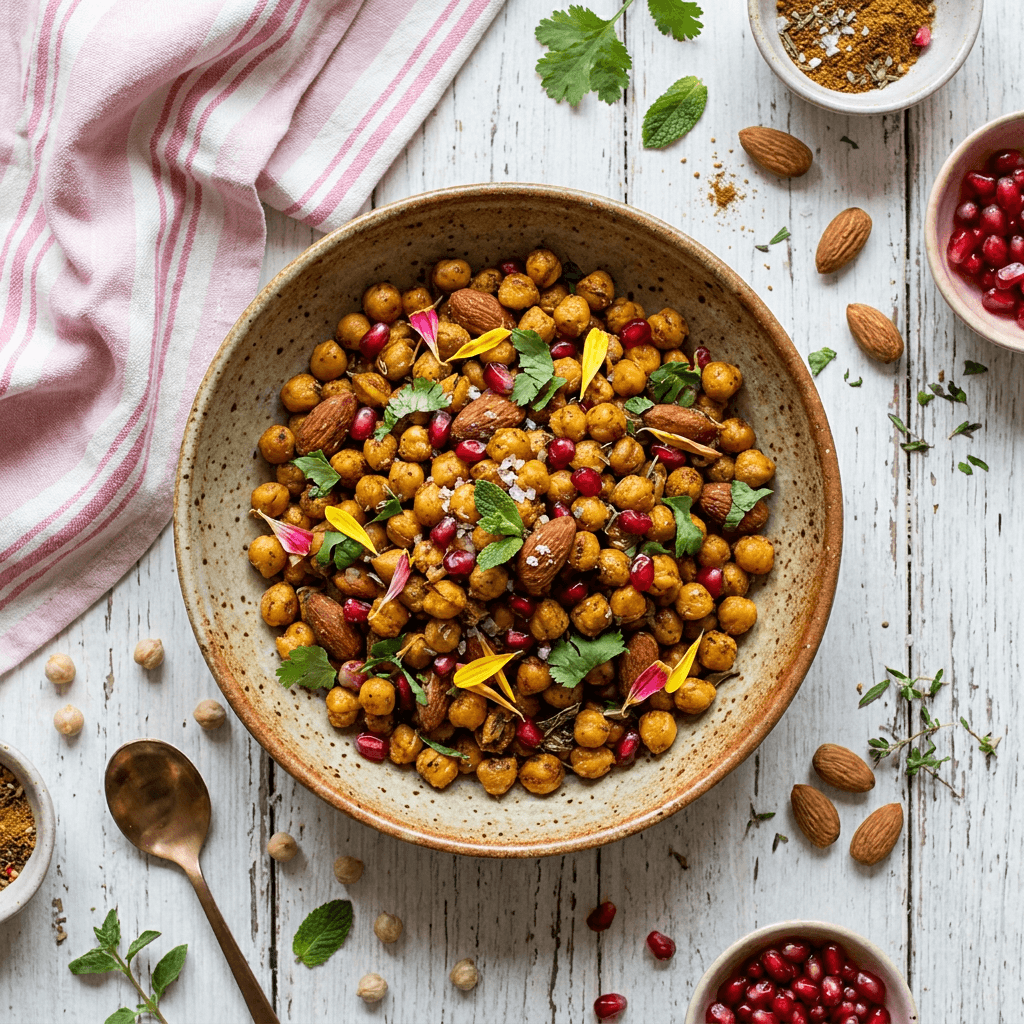 Roasted Spiced Chickpea and Almond Trail Bites