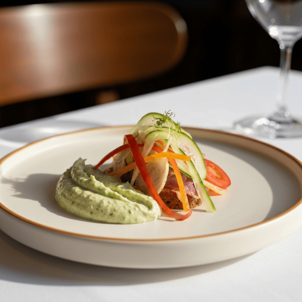 Celeriac and Vidalia Onion Remoulade with Shaved Raw Vegetables
