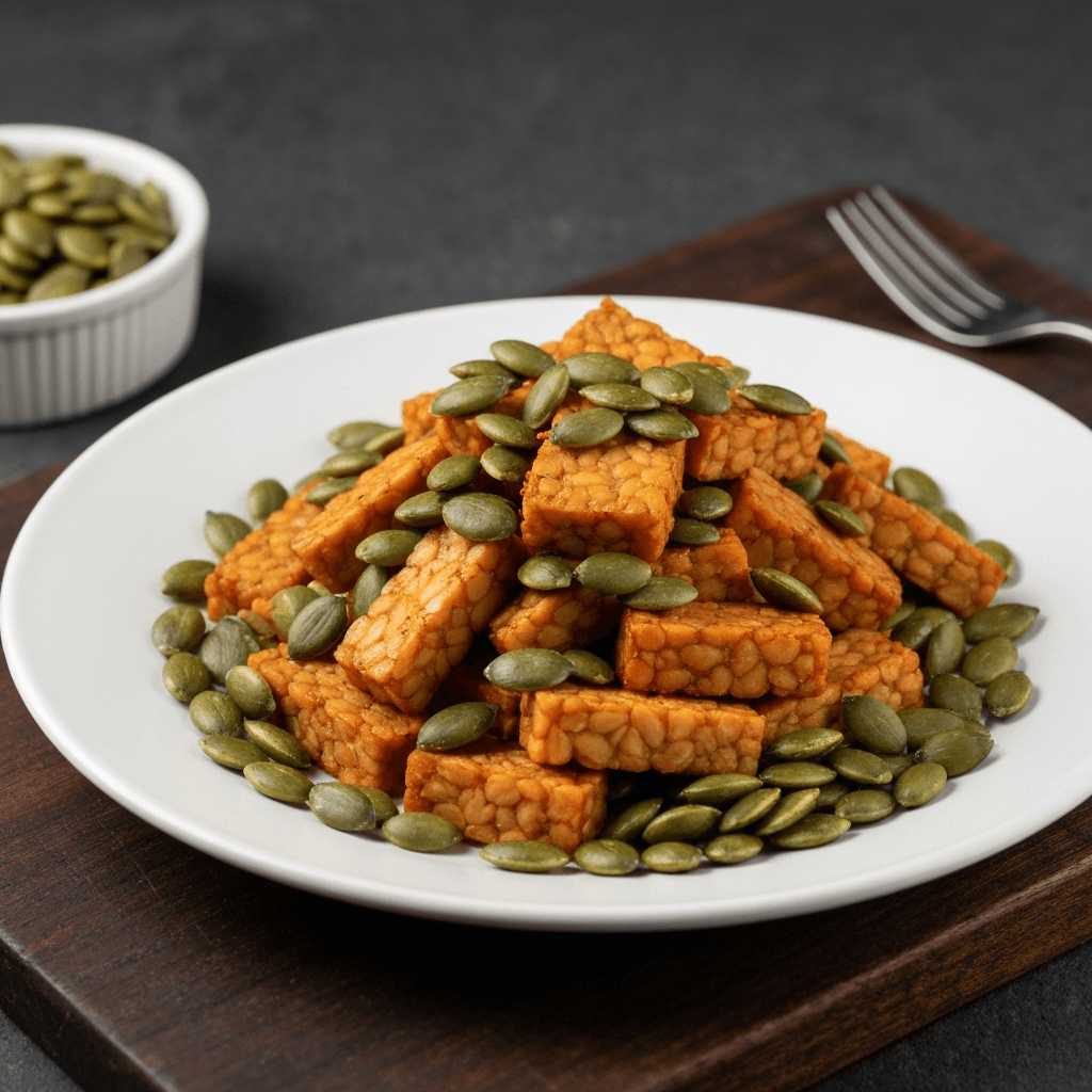 Thai Chili-Lime Spiced Tempeh and Roasted Pumpkin Seed Snack