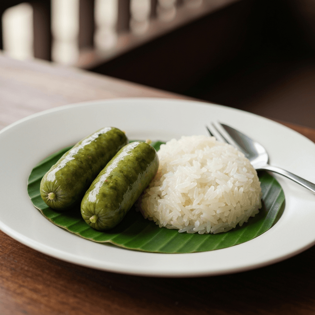 Sai Oua (Northern Thai Herb Sausage) with Fragrant Sticky Rice