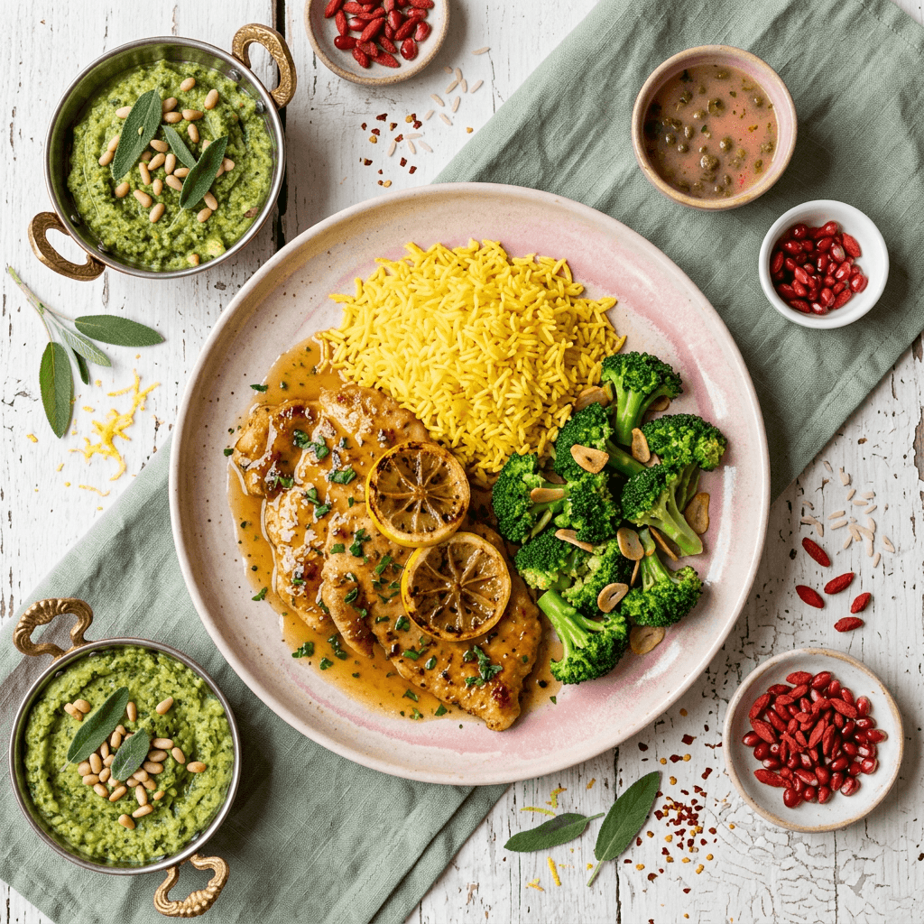Pollo al Limone con Riso e Broccoli (Lemon Chicken with Rice and Broccoli)