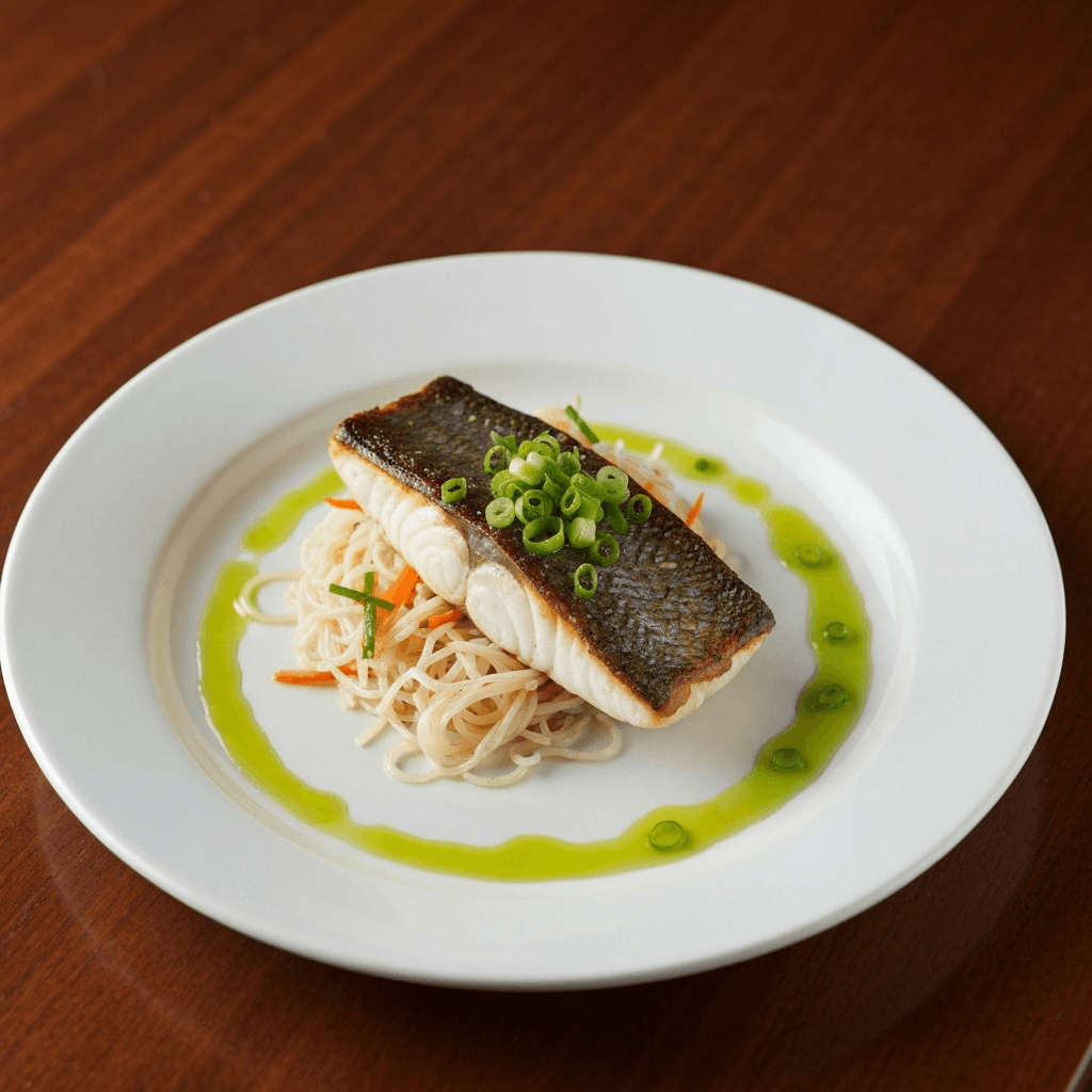 Vietnamese-Inspired Seatrout with Rice Noodle Salad and Scallion Oil
