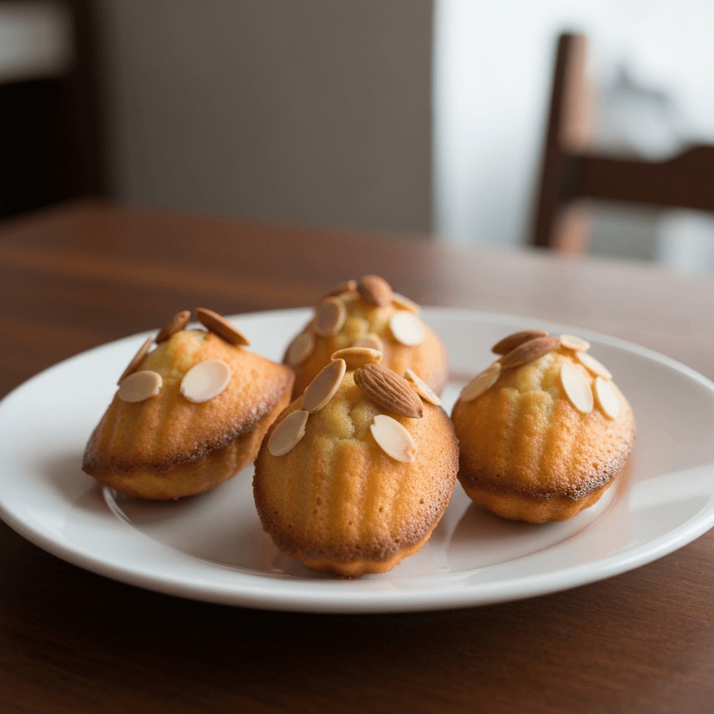 Parisian Lemon-Honey Madeleines with Toasted Almonds