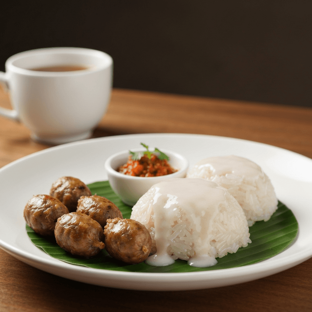 Northern Thai Sai Oua and Sticky Rice Breakfast