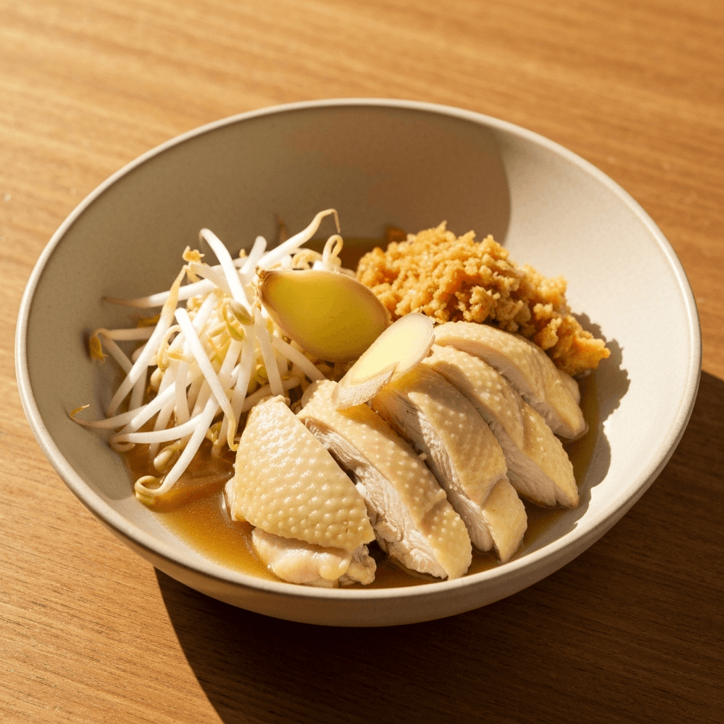 Thai Lemongrass Poached Chicken with Ginger and Bean Sprouts