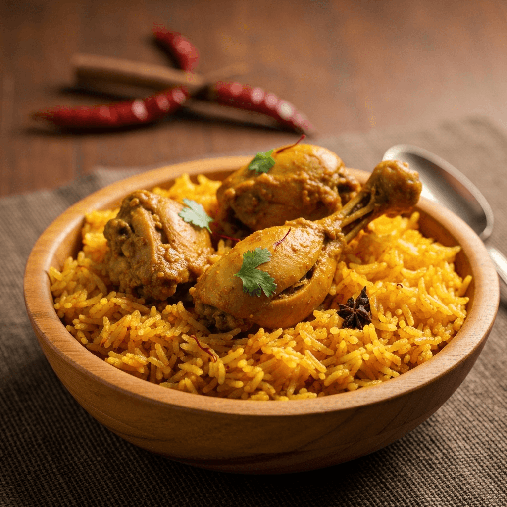 Mughlai Murgh Dum Biryani with Saffron-Infused Basmati