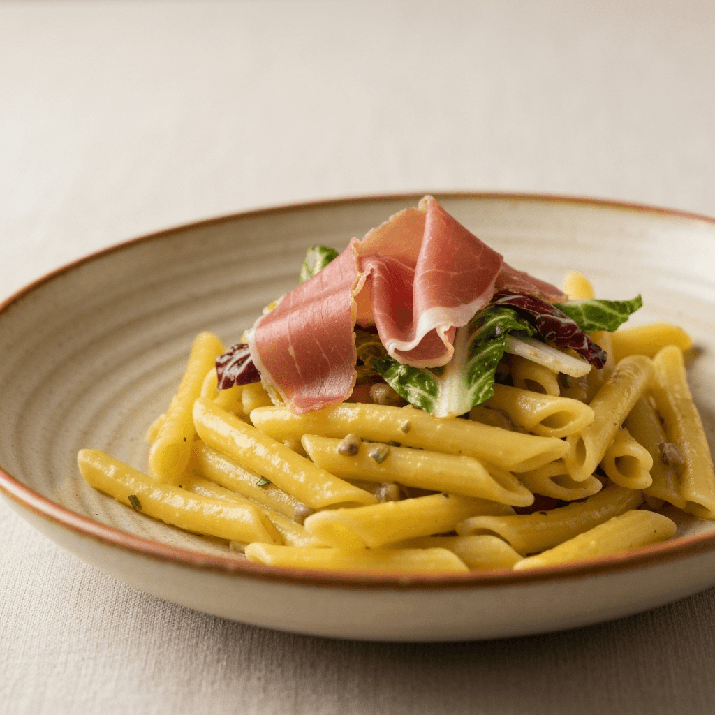 Pasta Integrale con Fagioli Bianchi, Radicchio e Prosciutto