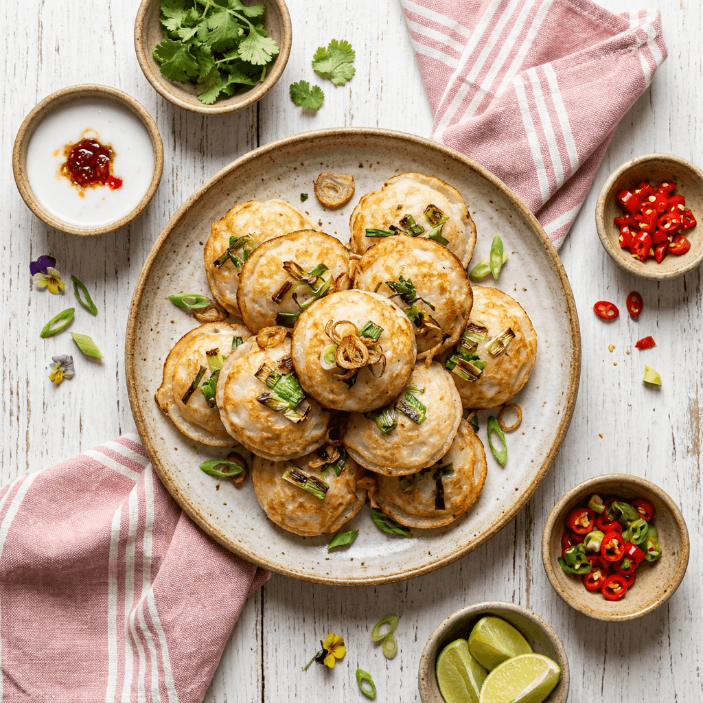 Khanom Krok with Toasted Scallions