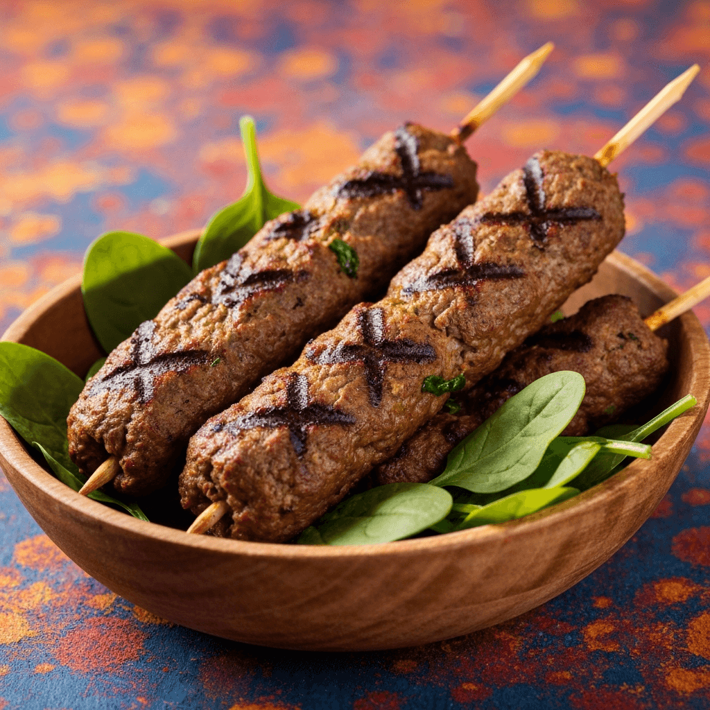 Indian-Spiced Grass-Fed Beef and Spinach Kebabs