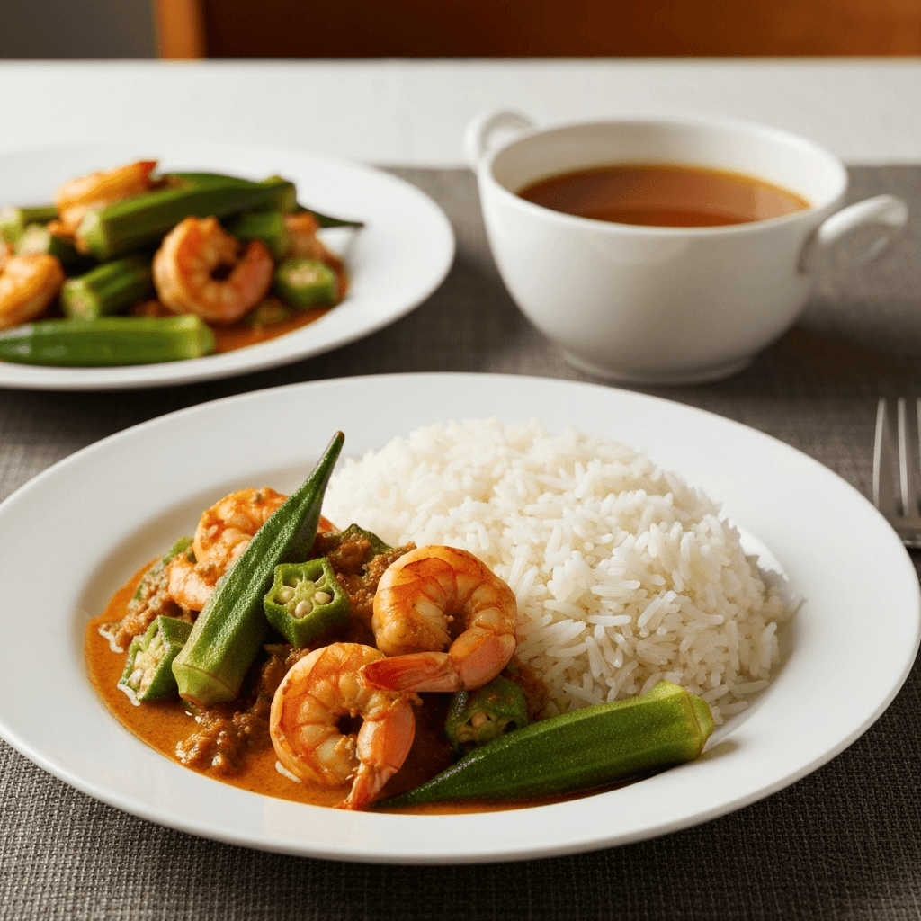 Shrimp and Okra Curry with Fragrant Basmati Rice