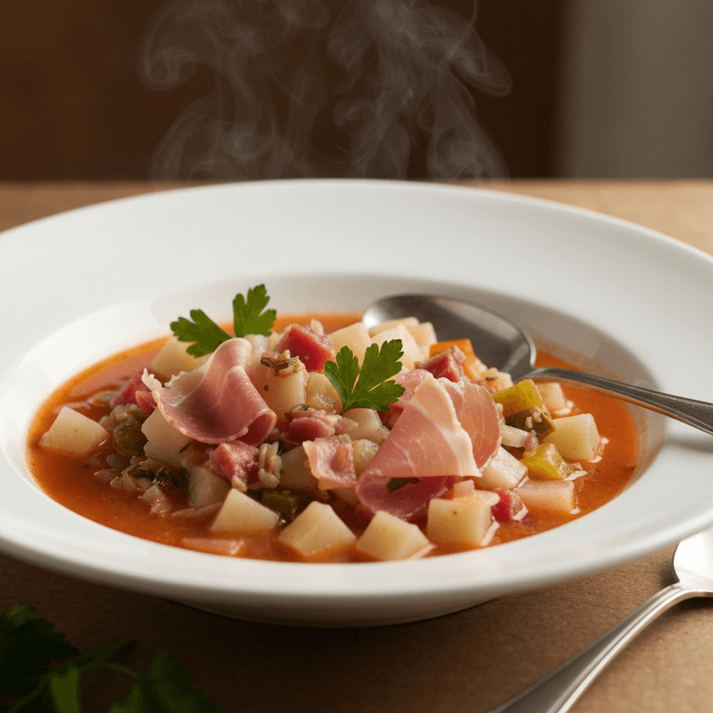 Minestrone di Fagioli Bianchi con Prosciutto e Radicchio