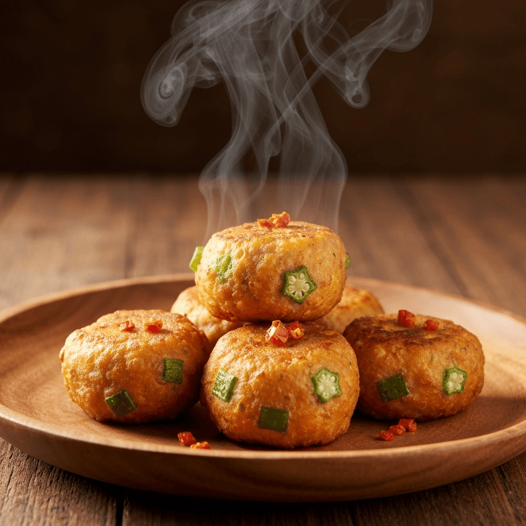 Caribbean Salt Cod and Okra Fritters with Scotch Bonnet Heat